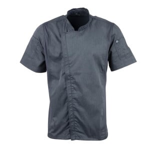 Veste de Cuisine Mixte à Manches Courtes à Fermeture Éclair Bleu Encre - Taille L