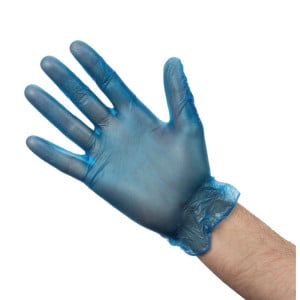 Gants Alimentaires en Vinyle Poudré Bleus Taille M - Lot De 100