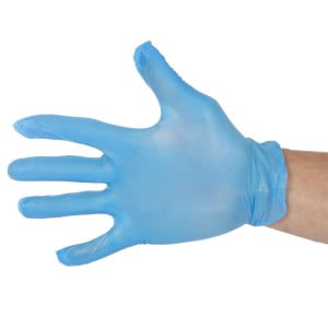 Gants Alimentaires en Vinyle Non Poudrés Bleus Taille M - Lot de 100