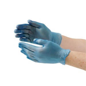 Gants Alimentaires en Vinyle Non Poudrés Bleus Taille S - Lot de 100