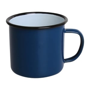 Mugs en Acier Émaillé Bleu et Noir 350 ml - Lot de 6