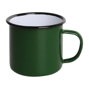 Mugs en Acier Émaillé Vert et Noir 350 ml - Lot de 6