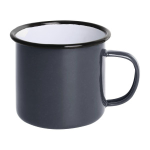 Mugs en Acier Émaillé Gris et Noir 350 ml - Lot de 6