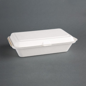 Barquettes À Charnière en Bagasse Compostables - L 248mm - Lot de 250