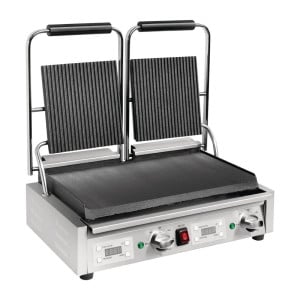 Grill de Contact Double Rainuré et Lisse - 230 V