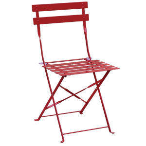 Chaises De Terrasse En Acier - Rouges - Lot De 2