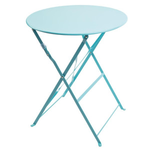 Table De Terrasse Ronde En Acier - Bleu Turquoise - 595Mm