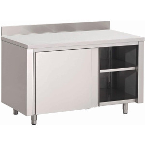 Meuble en Inox Avec Portes Coulissantes et Dosseret - L 1400 x P 700mm