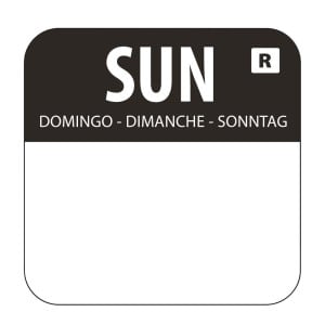 Etiquettes Alimentaires Noir  "Dimanche" - Lot de 1000