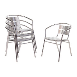 Fauteuils Empilables En Aluminium - Lot De 4