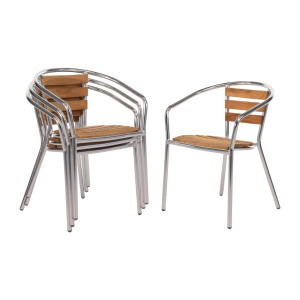 Fauteuils Bois Et Alu - Lot De 4