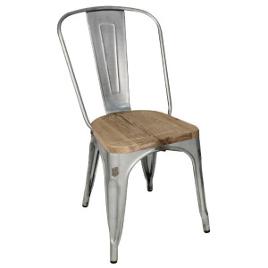 Chaises en Acier avec Assise en Bois - Lot de 4