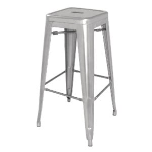 Tabourets Hauts en Acier Galvanisé Gris Argenté - Lot de 4