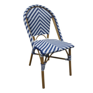 Chaise Style Parisien en Rotin Bleu - Lot de 2