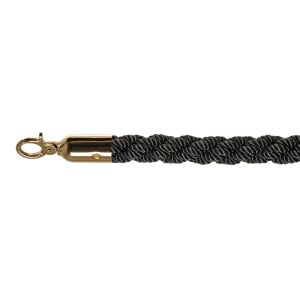 Corde Torsadée Noire avec Accroche Laiton - 157 cm