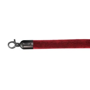 Corde Velours Bordeaux avec Accroche Noire - 157 cm