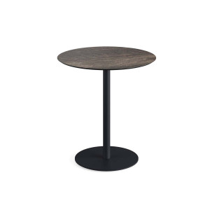 Table Bistrot Urban Piètement Noir et Plateau Riverwashed Wood - Ø 70 cm