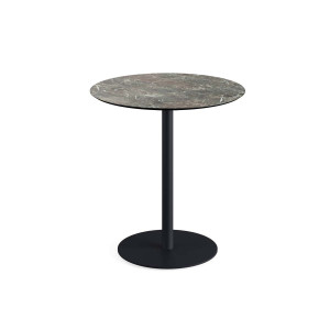 Table Bistrot Urban Piètement Noir et Plateau Galaxy Marble - Ø 70 cm