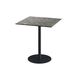 Table Bistrot Urban Piètement Noir et Plateau Galaxy Marble - 70 x 70 cm