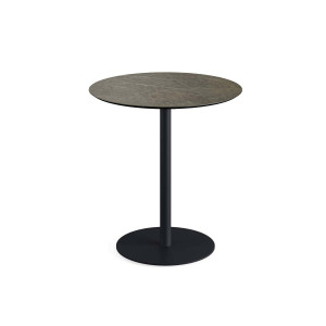 Table Bistrot Urban Piètement Noir et Plateau Midnight Marble - Ø 70 cm