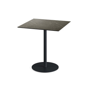 Table Bistrot Urban Piètement Noir et Plateau Midnight Marble - 70 x 70 cm