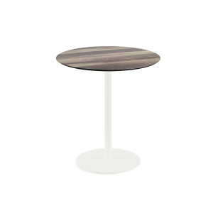 Table Bistrot Urban Piètement Blanc et Plateau Tropical Wood - Ø 70 cm