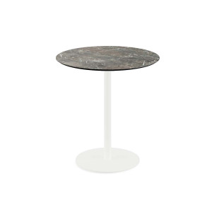 Table Bistrot Urban Piètement Blanc et Plateau Galaxy Marble - Ø 70 cm