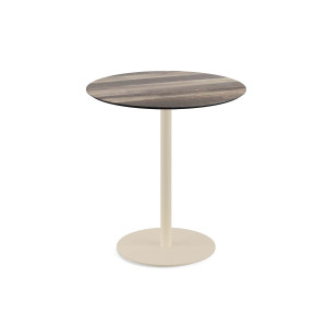 Table Bistrot Urban Piètement Sable et Plateau Tropical Wood - Ø 70 cm