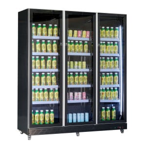 Vitrine Réfrigérée à Boissons 3 Portes Vitrées Noir 1173 L