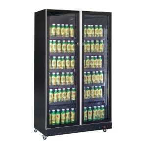 Vitrine Réfrigérée à Boissons 2 Portes Vitrées Noir 758 L