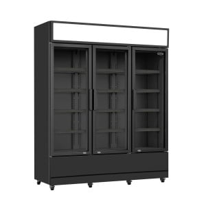 Vitrine Réfrigérée à Boissons 3 Portes Vitrées Noir 1065 L