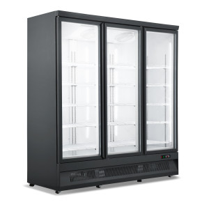 Vitrine Réfrigérée Négative Noire - 3 Portes Vitrées - 1450 L