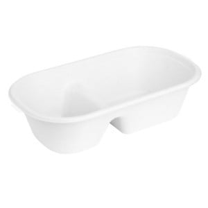 Barquette Ovale 2 Compartiment en Bagasse - 900 ml - Lot de 100