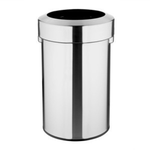 Poubelle en Acier Brossé avec Couvercle Ouvert - 70 L