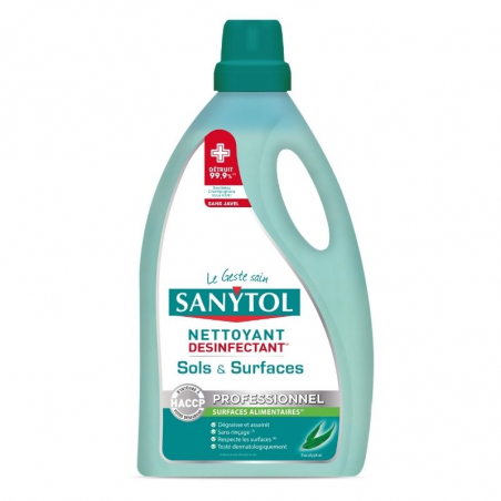Bidon Sanytol professionnel 5L sols et surfaces - Senteur Eucalyptus -  Fourniresto