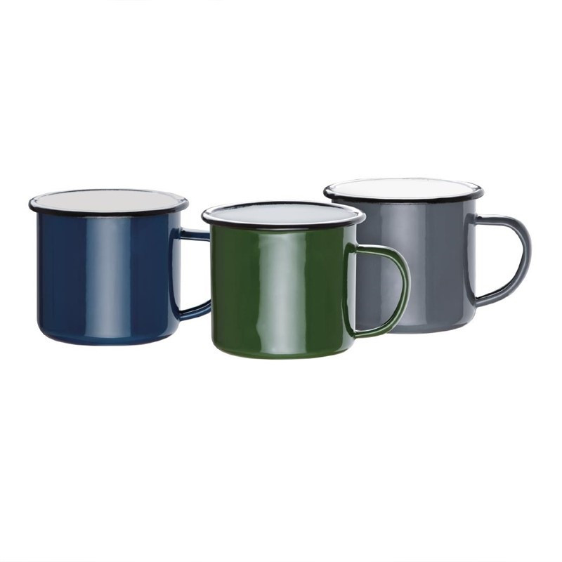 Mugs En Acier Émaillé Gris Et Noir 350ml Lot De 6 Olympia Fourniresto Fourniresto 