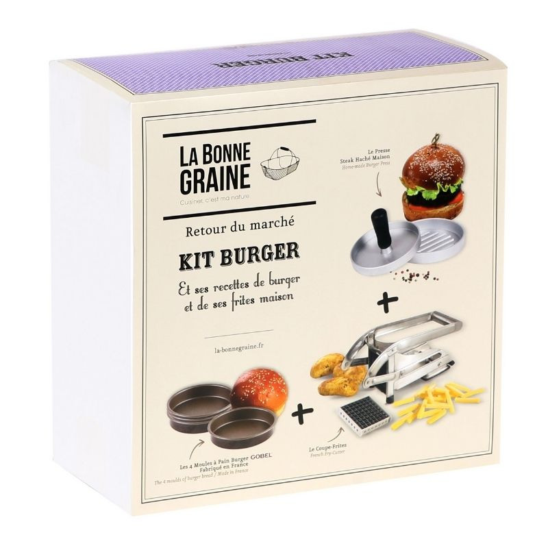 Kit Burger avec Presse Steak Haché, Moules à Pain Burger et Coupe-Frites -  TELLIER - Fourniresto