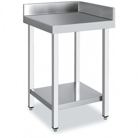 Table Inox d'Angle avec Dosseret et Etagère Basse -  700x600 Distform - 1