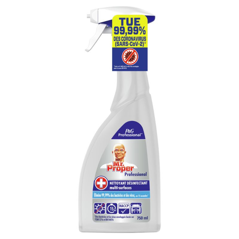 MR PROPRE Spray 750ml 4en1 Antibactéria pour sanitaires Désinfecte,  Désodorise parfum frais, Sans rinçage